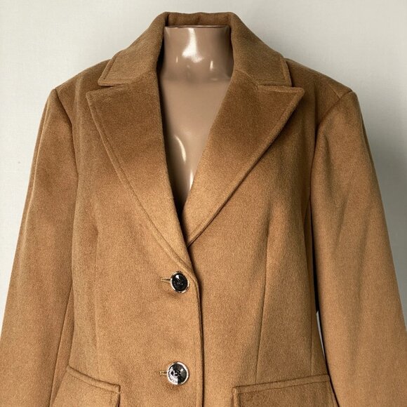 Michael Kors Women’s Single-Breasted Notch Lapel Coat – Dark Camel Brown – S - Picture 10 of 11
